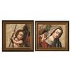 Spanish Colonial, South America, Two Religious Painting Fragments, 18th-19th Century