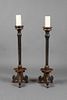 Spanish Colonial, Mexico, Pair of Painted Wood Candlesticks, 18th Century