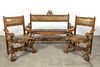 Spanish Colonial, Mexico, Banca Bench and Two Chairs, Early 18th Century