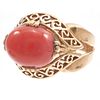 Coral, 14k Yellow Gold Ring