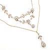 Edwardian Diamond, Platinum, 14k Necklace and Pendant