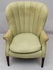 Floral Green Upholstered Wing Chair