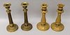 Lot 2 Pairs Empire Style Gilt Metal Candlesticks