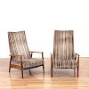 Pair early Milo Baughman reclining lounge chairs