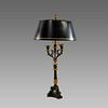 19th Century French Empire Style Bronze Column Candelabra Two-Light Table Lamp.