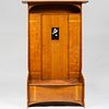 Scottish Arts & Crafts Oak Hall Cupboard with Leaded Glass Panel by Earnest Archibald Taylor for Wylie & Lockhead, Glasgow