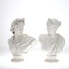 Pair large Parian busts of Apollo and Diana