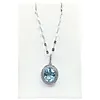 Ice Blue Aquamarine & Diamond Halo Pendant Necklace