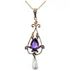Elegant Art Nouveau Amethyst and Pearl Pendant Necklace