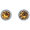 Sunshine Yellow Citrine & Diamond Halo Stud Earrings