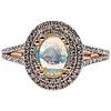 Colorful Opal & Diamond Double Halo Ring