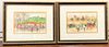 Pair Lithograph Cannes signed Hutchet Numbered Art