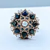 Sapphire and Pearl Vintage Bohemian Cocktail Ring