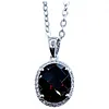 Deep Red Garnet and White Diamond Pendant Necklace
