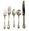 Sterling Silver Flatware Set, setting for twelve, 133.6 t.oz weighable plus 26 knives.