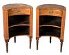Pair of Continental Stands, having concave fronts and one drawer, height 30 inches, width 19 inches, depth 15 inches.