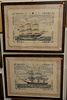 Pair of Nautical Prints after V.Cioni, "The Windsor Castle", and "The Anglesey", engravings on paper with hand coloring, both with inscriptions in pla