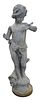 Lead Outdoor Figure of a Girl and Butterfly, height 43 inches.