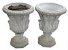 Pair of Outdoor Planters, each in the form of an urn with Neoclassical designs to body, height 31 inches, diameter 22 inches.