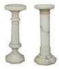 Two Marble Pedestals, one having a carved shaft, height 35 1/2 inches, and 40 1/4 inches.