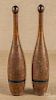Pair of painted wood Indian clubs, 19th c.