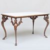 American Vernacular Bronze and Marble Top Table