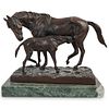 C. Fratnn "Mare and Foal" Bronze Sculpture