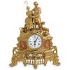 Lancini Italian Gilt Brass & Marble Mantel Clock