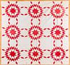 Red and white pieced quilt, ca. 1900, 80" x 86".