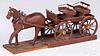 Carved and painted folk art horse drawn wagon