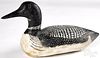 Carved and painted loon duck decoy