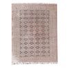 Tapete. SXX. Estilo Boukhara. Elaborado en fibras de lana y algodón. Decorado con elementos geométricos y florales sobre beige.
