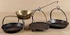 Three wrought iron hanging griddles, 19th c.