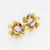 David Webb Diamond Flower Earrings, 18k, Plat.