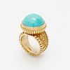 Cynthia Bach Etruscan Style Turquoise Ring, 18k