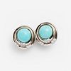 Charles Turi Turquoise Diamond Button Earrings, 18k