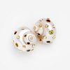 Trianon Shell, Gemstone, Pearl, & 18k Earrings