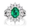CLUSTER DIAMOND AND EMERALD RING