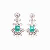 2.20ct Emerald And 2.50ct Diamond Earrings