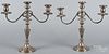 Pair of sterling silver weighted candelabra, 20th c., 13 1/2'' h.