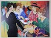 M. BANKS LADIES WITH HATS LITHOGRAPH SIGNED