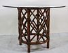 VINTAGE CHINESE CHIPPENDALE RATTAN DINING TABLE