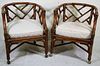 SET OF FOUR CHINESE CHIPPENDALE RATTAN CHAIRS