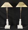 PAIR OF CONTEMPORARY MARBLE BASE LAMPS
