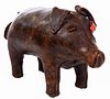 (Attributed to) Dimitri Omersa Leather Pig Footstool