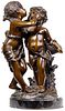 (After) Auguste Moreau (French, 1834-1917) 'Children Caresses' Bronze Statue