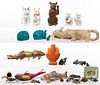 Cat and Fish Figurine and Vessel Assortment