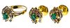 14k Yellow Gold, Emerald and Diamond Jewelry Suite
