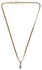 14k Gold and Diamond Pendant and 18k Gold Necklace