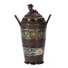 19th Century Chinese Bronze and Cloisonne Enamel Urn